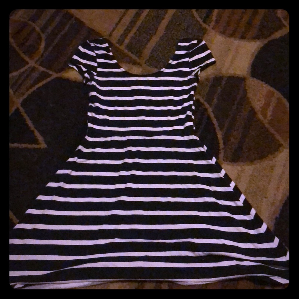 Casual black and white striped dress